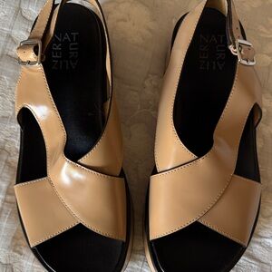 Naturalizer Nude Tan Leather Slingback Sandals